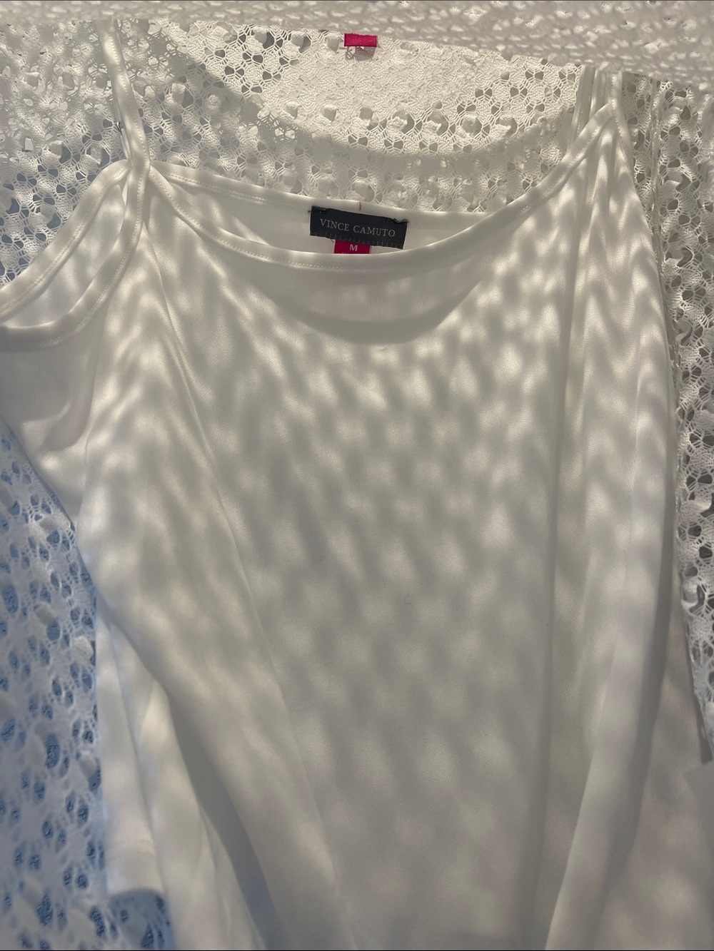 Vince Camuto White Open-Weave Long Sleeve Pullover - Picture 5 of 9